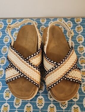 Kelsi Dagger Brooklyn Pace Raffia Platform Sandals 8.5